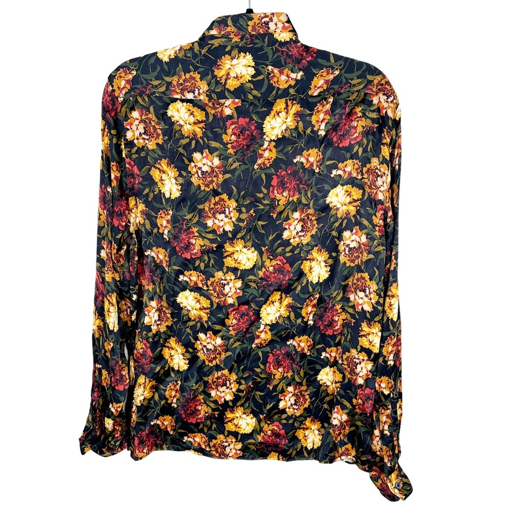Zara Man Satin Floral Button Down Shirt - Picture 2 of 8